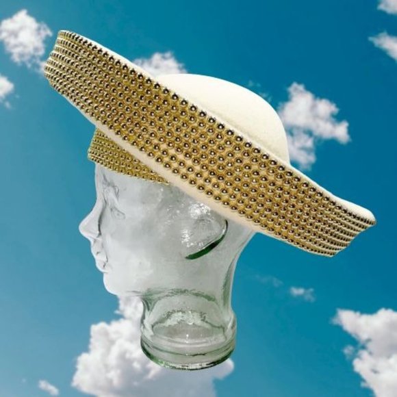 Ellie Fine Hats Cream & Gold Dramatic Wool Hat main image 7